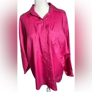 Vintage Petites by Park Place Fashions M Pink Oversized Button-down Blouse
